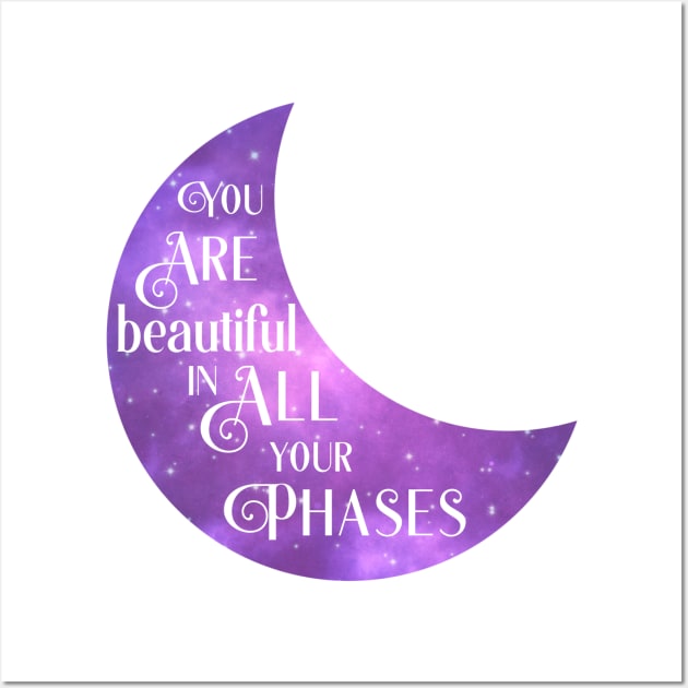 Cresent Moon Phase Cosmic Galaxy Positive Saying Wall Art by ichewsyou